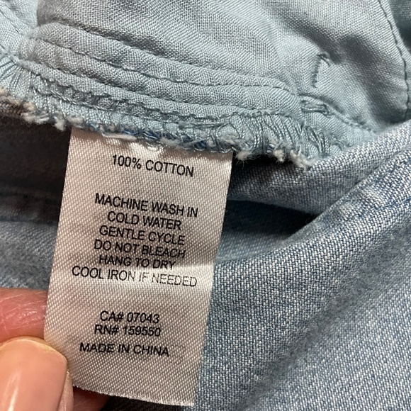 BELLE VERE 100% Cotton Light Wash Denim Midi Skirt w/ Front Slit & Pockets Sz 10 - Picture 8 of 9